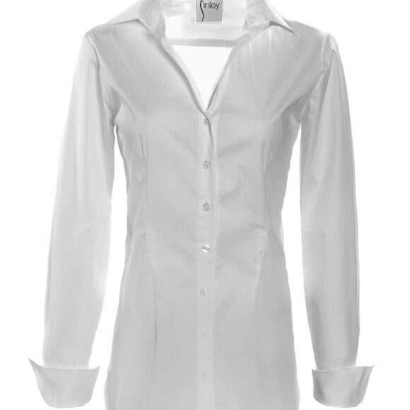 The Finley Classic White Blouse "Johnny" semi-fitted / turnback cuffs / Size M - Picture 11 of 11